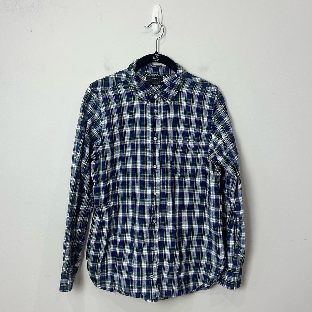 Jcrew Classic plaid flannel shirt blue green